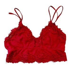 Aerie Bralette Red Lace Comfy Unpadded Bra Size Medium